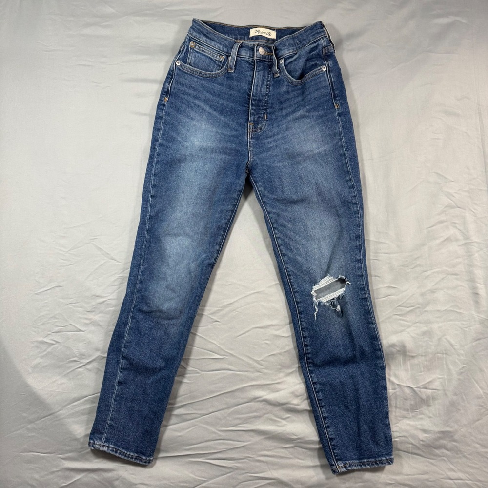 Madewell The Momjean‎ High Rise Jeans Women's 24 Distressed Medium Wash Denim - Picture 2 of 12